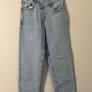 Agolde Women’s Light Wash Blue Jeans Size 22 Cross Button